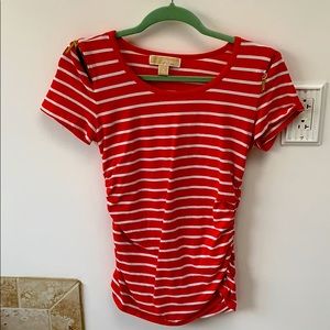 Michael Kors zipper ruched short sleeve